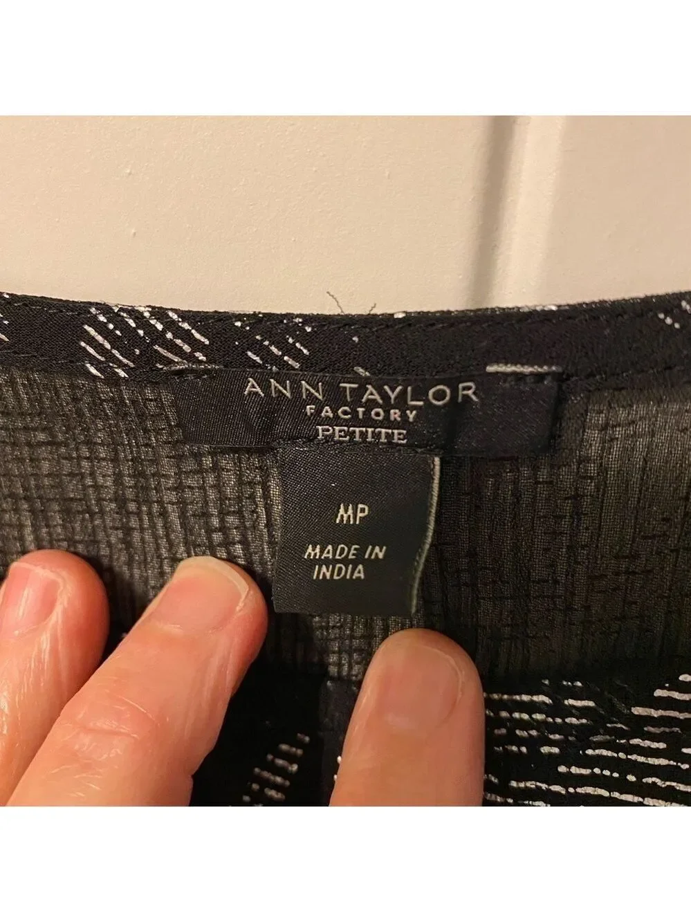 ANN TAYLOR Factory - Black/silver Shear Top with Solid Black Tank Size PM